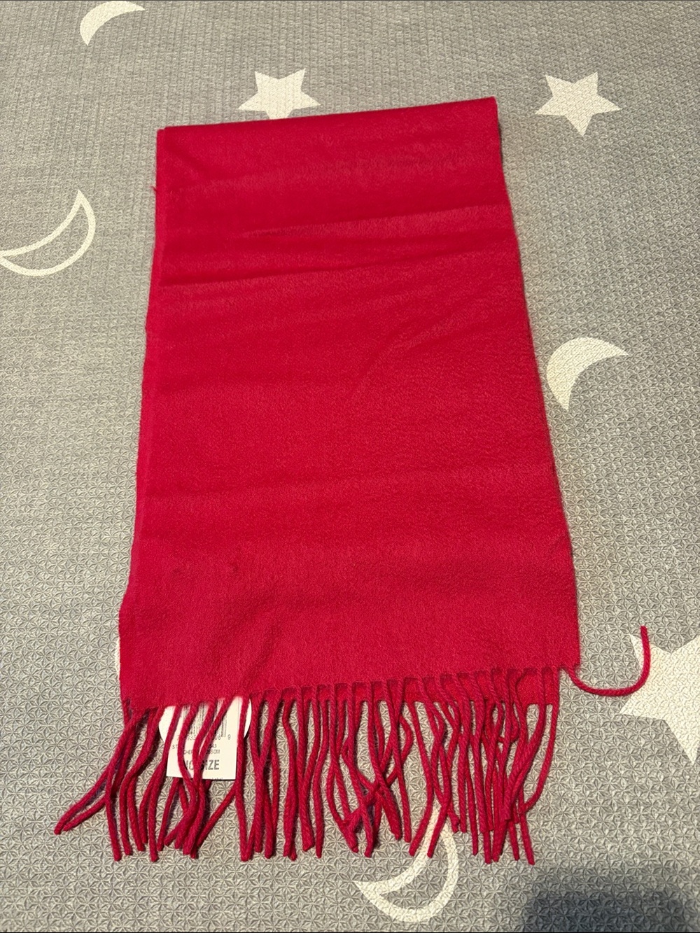 Charter Club Bright Red Fringe Cashmere Scarf